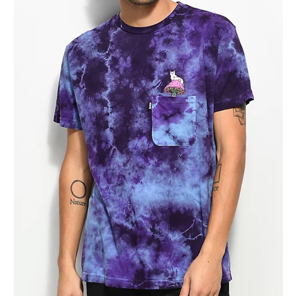 RIPNDIP Psychedelic Purple Acid Wash Pocket T-Shirt